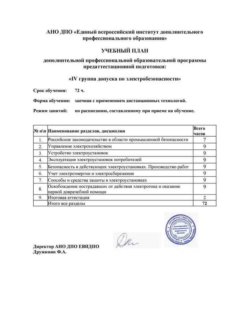 Предаттестационная подготовка: IV группа допуска по электробезопасности ...