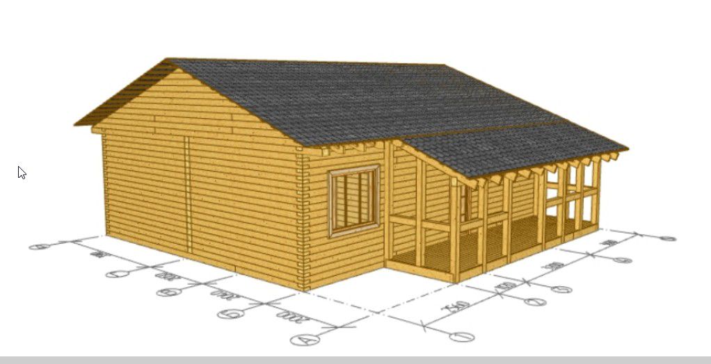 Готовый проект одноэтажного дома из сруба 10х8 метров с террасой ...