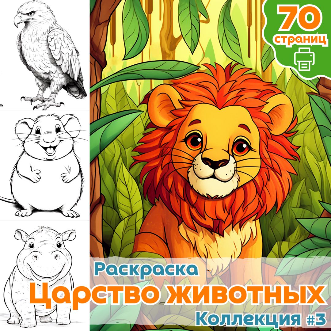 Раскраска Царство животных часть 3 / раскраски животные для детей / ВЫСОКОЕ КАЧЕСТВО