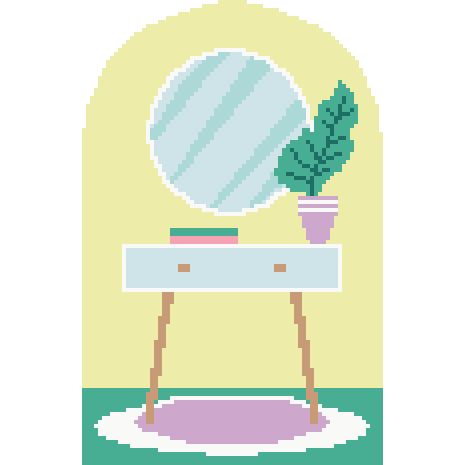 Схема вышивки крестом для начинающих Бохо интерьер PDF простая детская декор стол зеркало растение