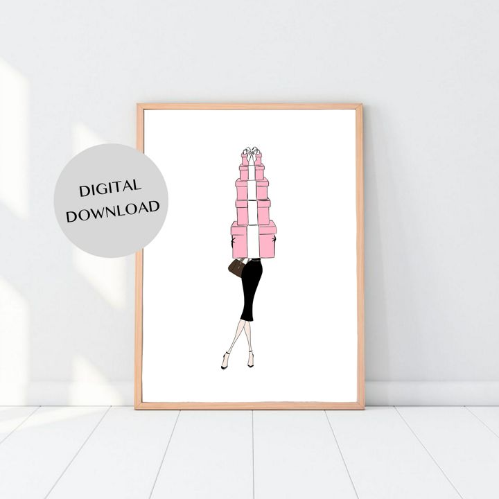 Постер для салона красоты - Девушка с розовыми подарками