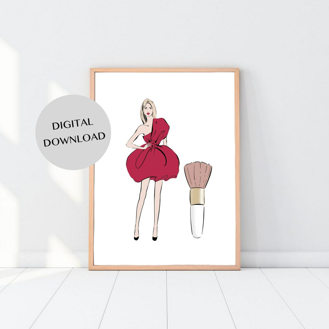 Постер для Салона Красоты - Девушка с кистью для макияжа