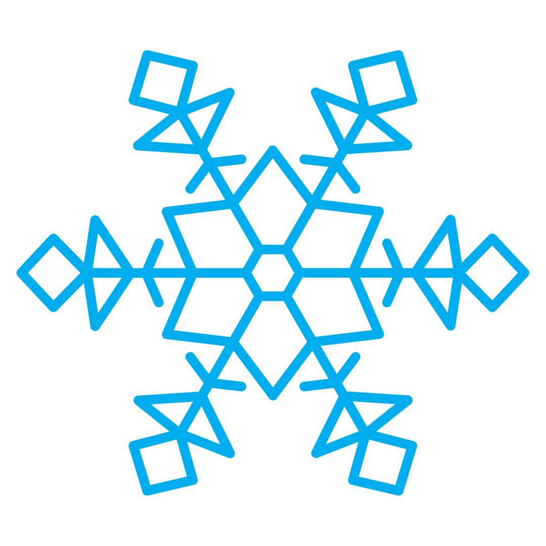Снежинка контурная. Зимний снежный новый год. Снежок. Векторная иконка, значок, иллюстрация pdf