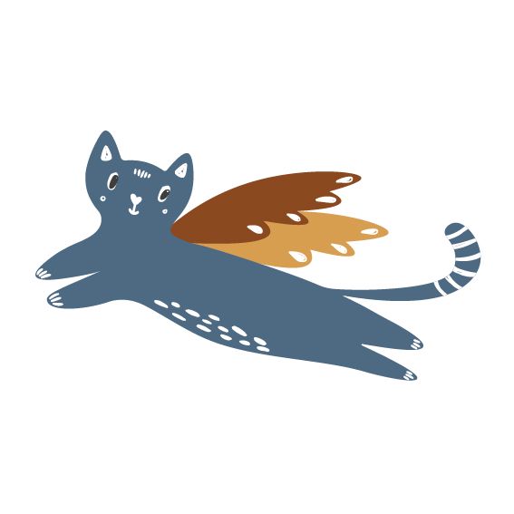 Векторная детская иллюстрация "Милый летящий котик"
