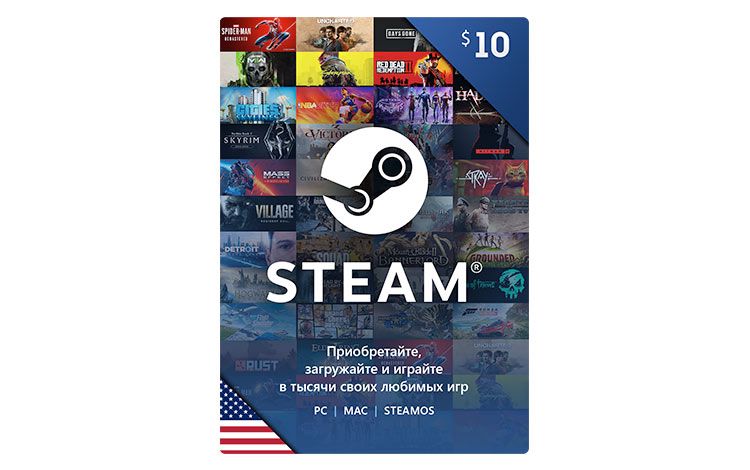 Карта оплаты Steam 10 USD USA [Цифровая версия]