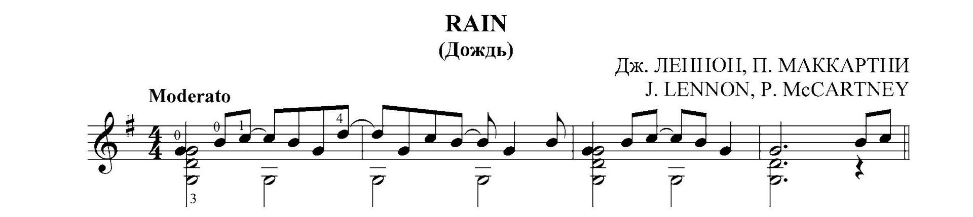 Дж. Леннон, П. Маккартни. RAIN (Дождь). Переложение для гитары