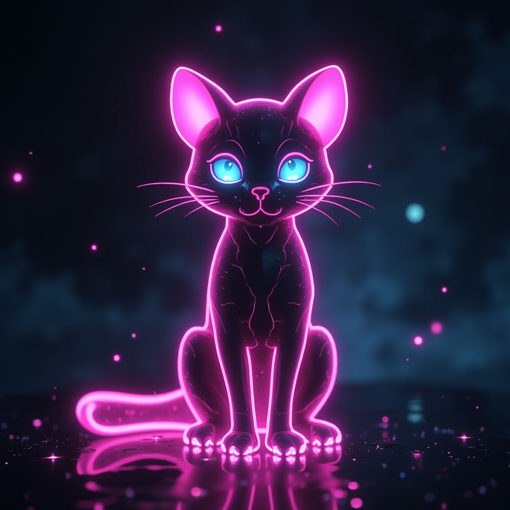 cyberpunk neon cat model (5)