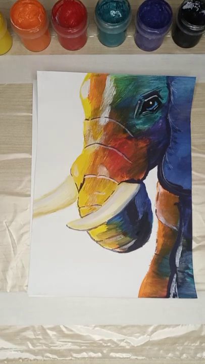 Видео урок рисования гуашью. Слон