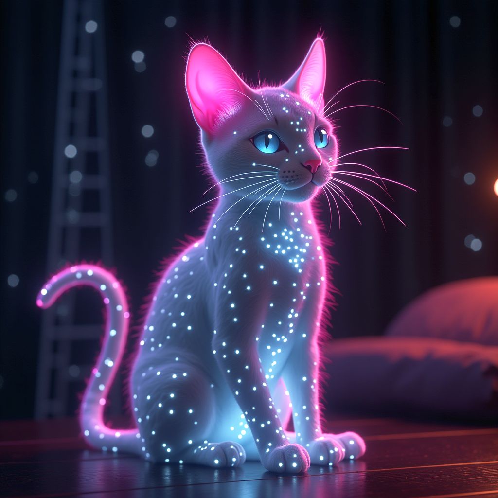 cyberpunk neon cat model (11)