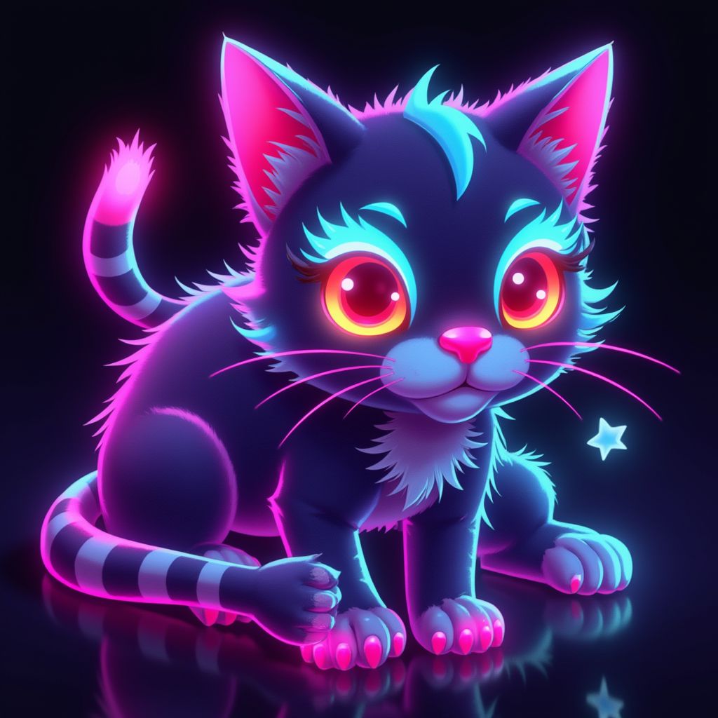 cyberpunk neon cat model (1)