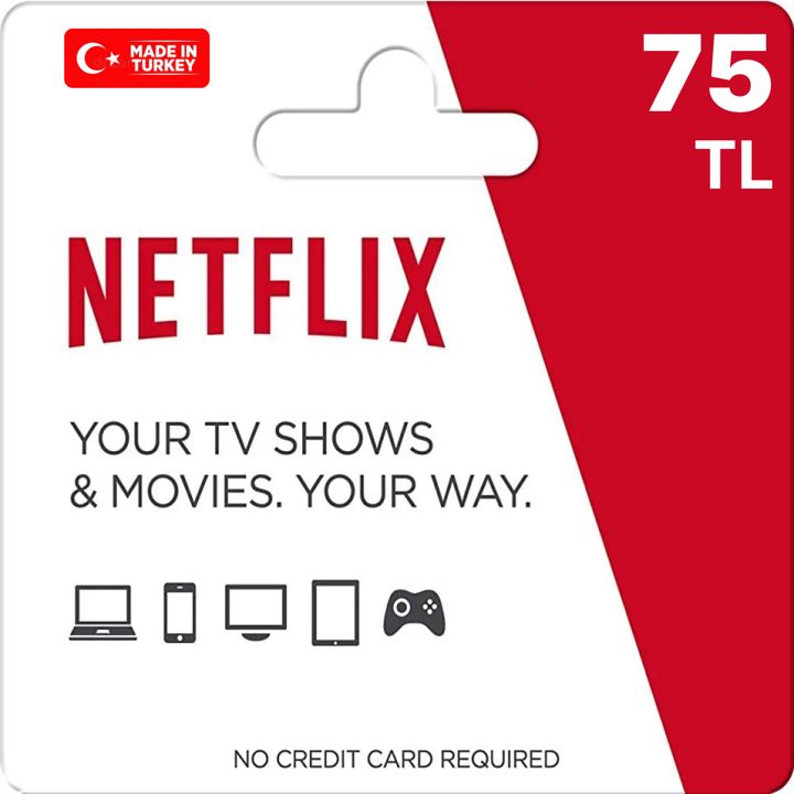 Подарочная карта Netflix 75 TL (TRY) на турецкий аккаунт/ Код активации Нетфликс/ Gift Card Турция