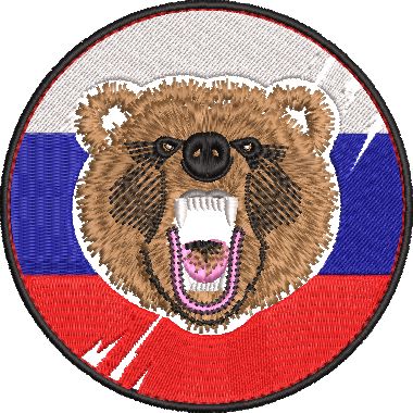 Дизайн машинной вышивки Медведь Триколор