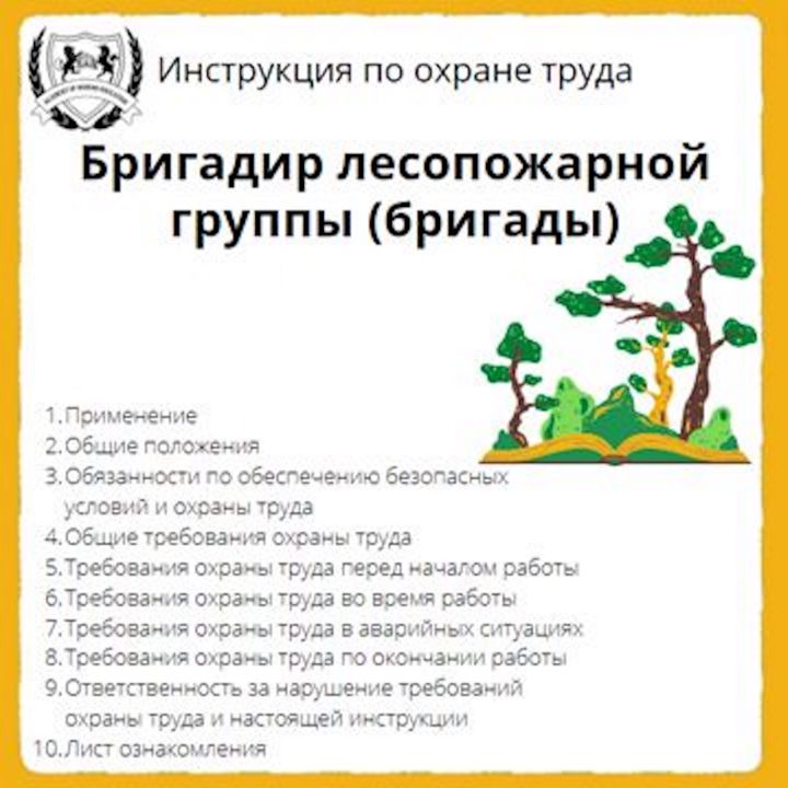 Инструкция по охране труда: Бригадир лесопожарной группы (бригады)