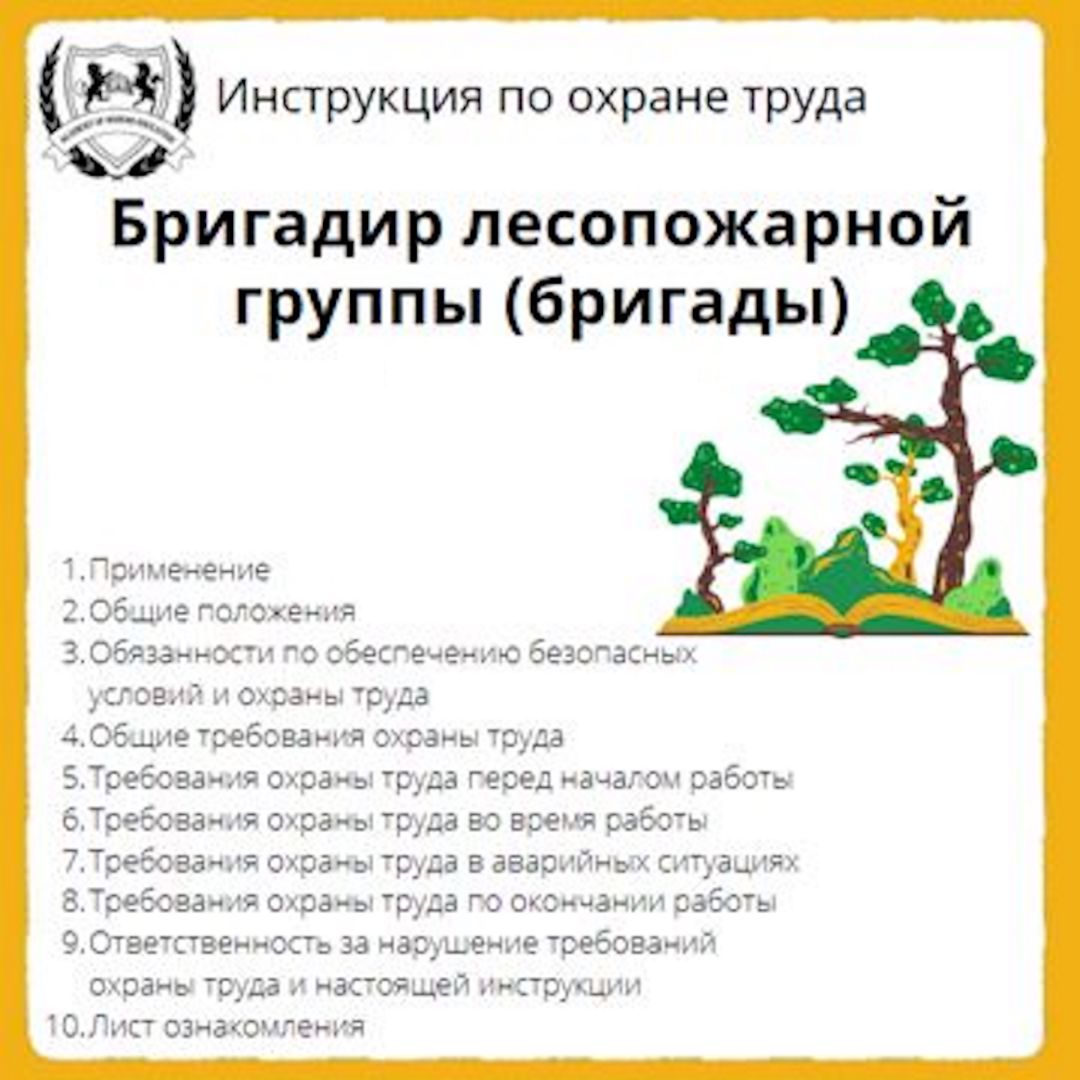 Инструкция по охране труда: Бригадир лесопожарной группы (бригады)