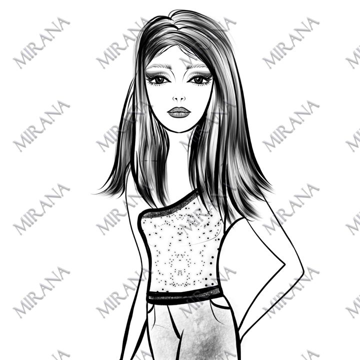 Девушка/раскраска/принт для одежды (цифровой рисунок)