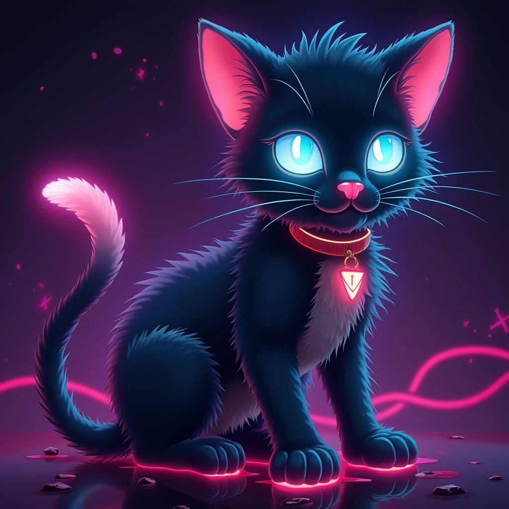 cyberpunk neon cat model (12)