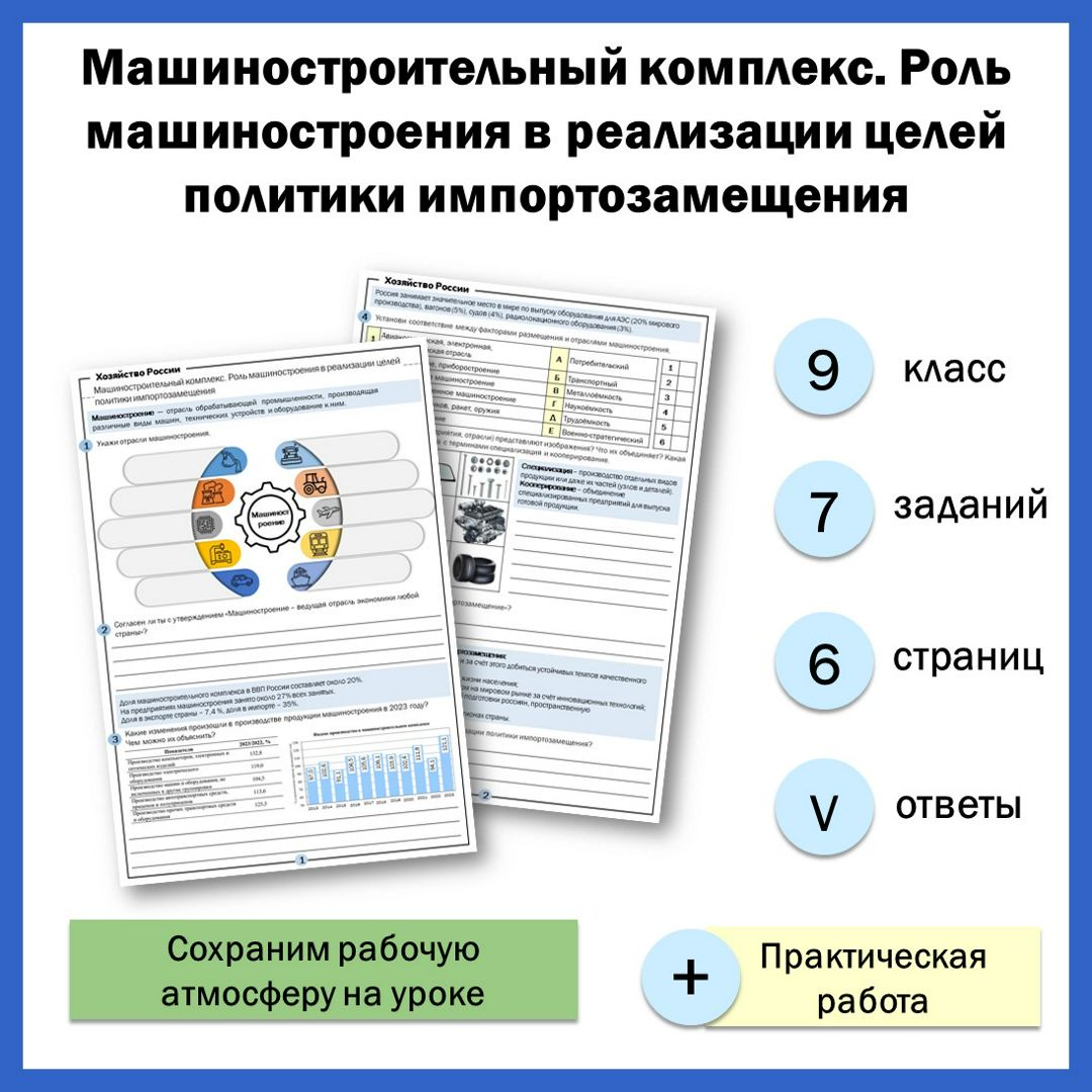 9-14. Машиностроительный комплекс. Роль машиностроения в реализации целей политики импортозам. + ПР