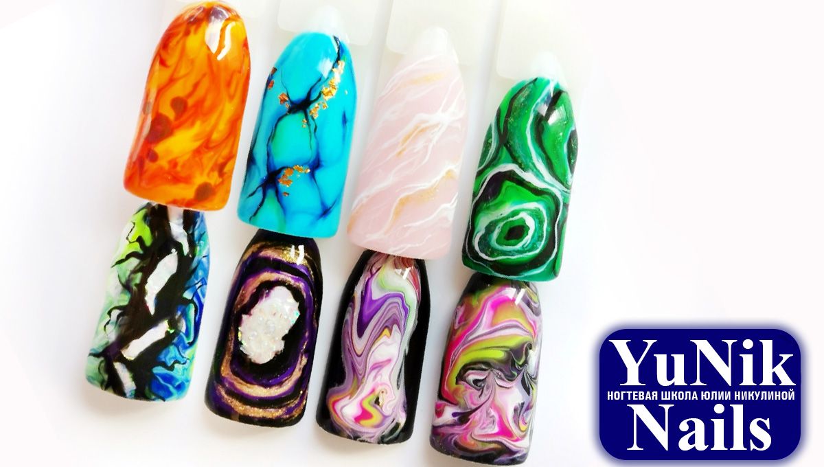 Дизайн ногтей. Текстуры и натуральные камни в росписи ногтей. Рисунки на ногтях. Онлайн курс