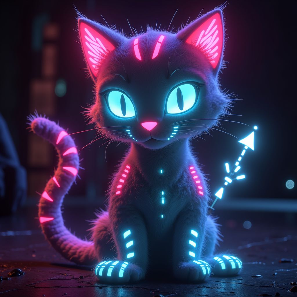 cyberpunk neon cat model (2)