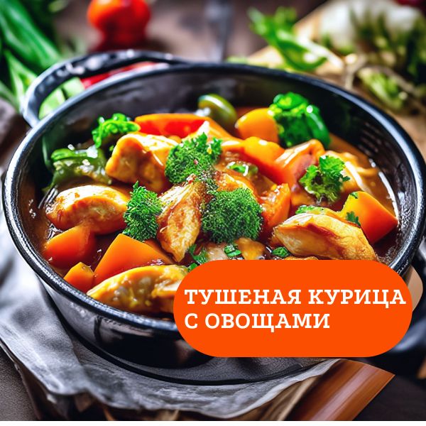 Тушеная курица с овощами