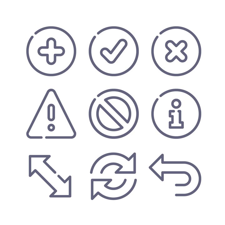 Infinity Outline — Символы, знаки и стрелки, 73 контурных векторных иконок