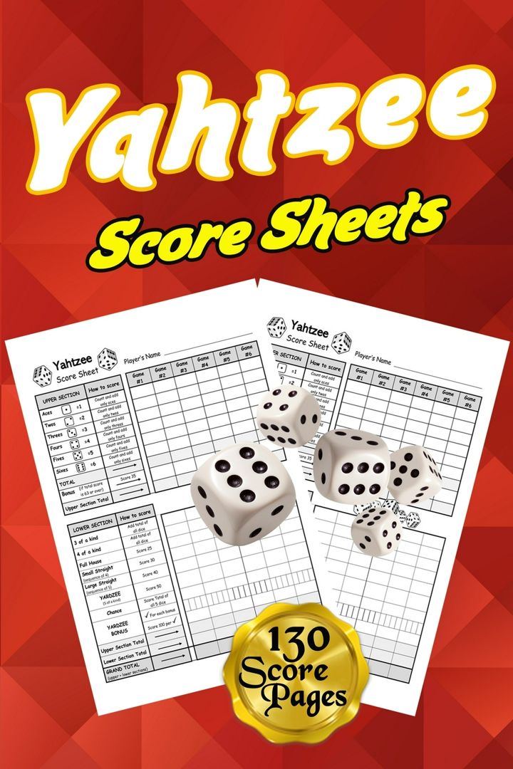 Yahtzee Score Sheets. 130 Pads for Scorekeeping - Yahtzee Score Pads | Yahtzee Score Cards with S...