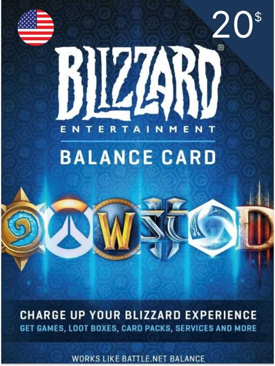 Пополнение счета Blizzard(Battle NET) на 20 USD($) Америка/ Код активации доллары/ Подарочная карта