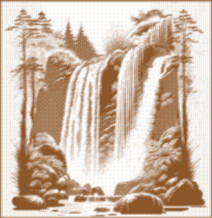 "Лесной водопад" Размер схемы 433ряда/421петля Смешанная мозаика