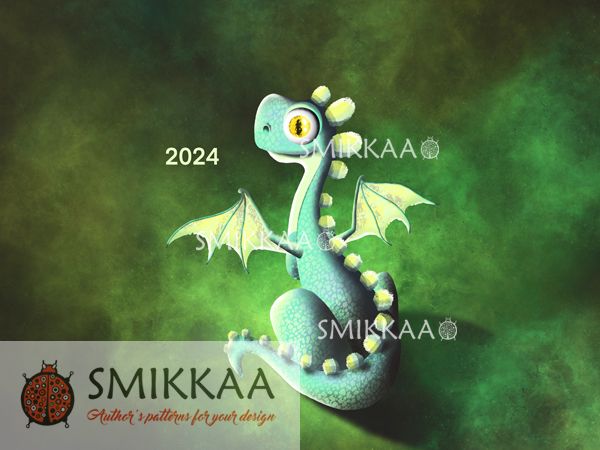 Год зеленого дракона 2024, иллюстрация для печати - А22