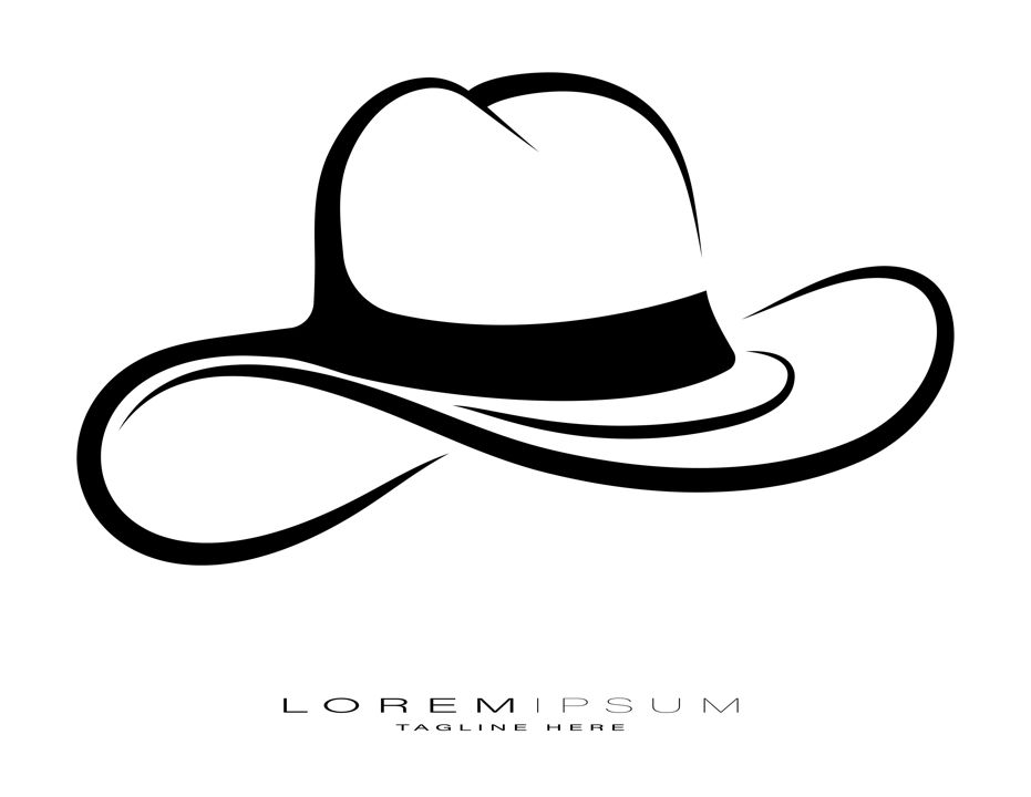 Эмблема широкополой ковбойской шляпы. Эскиз головного убора шерифа или бандита Дикого Запада