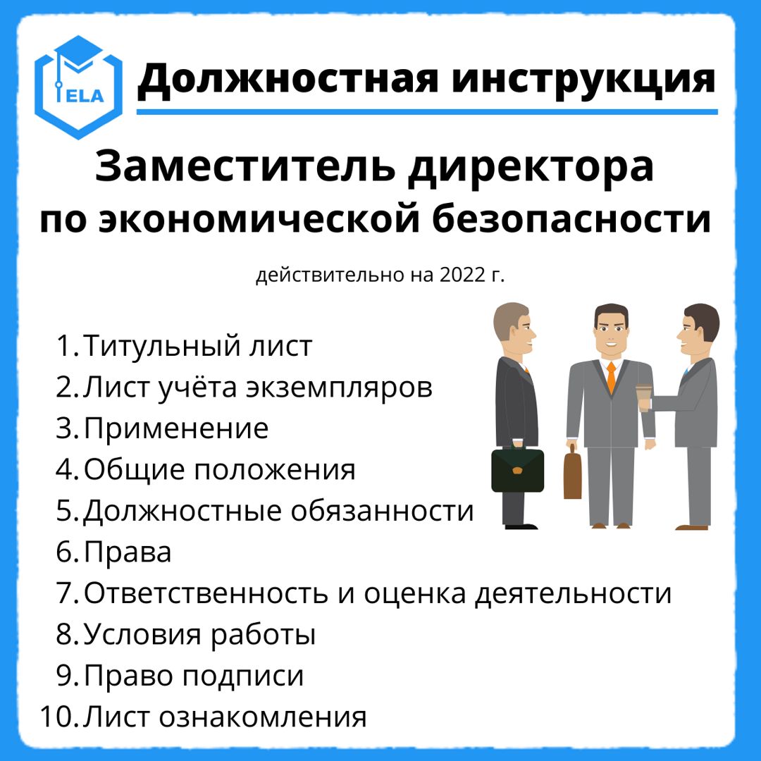 Должностная инструкция: Заместитель директора по экономической безопасности