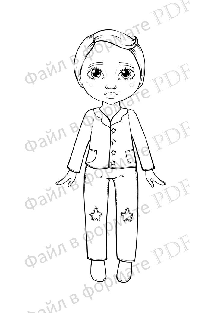 Раскраска Мальчик в пижаме Разукрашка А4