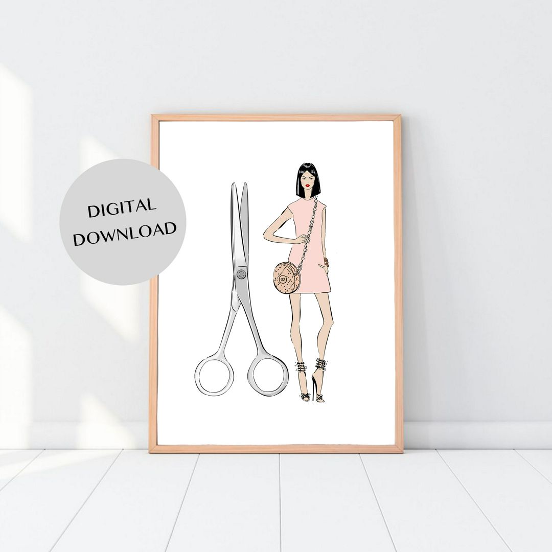 Постер для Парикмахерской - Девушка с ножницами