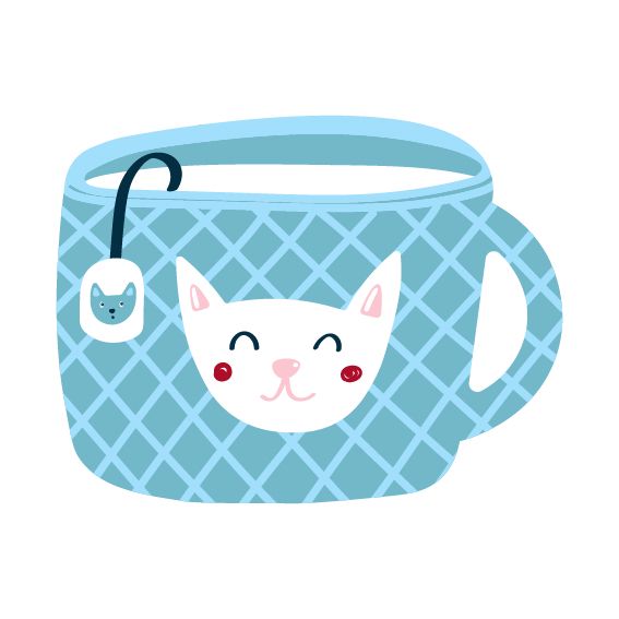 Векторная детская иллюстрация "Чашка с котиком"
