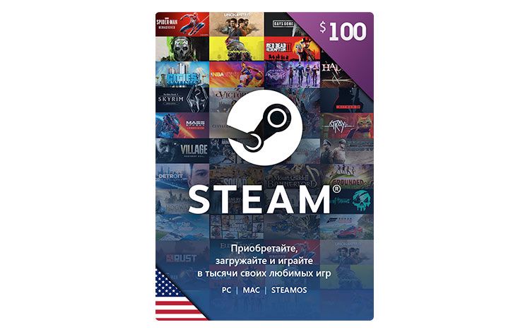 Карта оплаты Steam 100 USD USA [Цифровая версия]