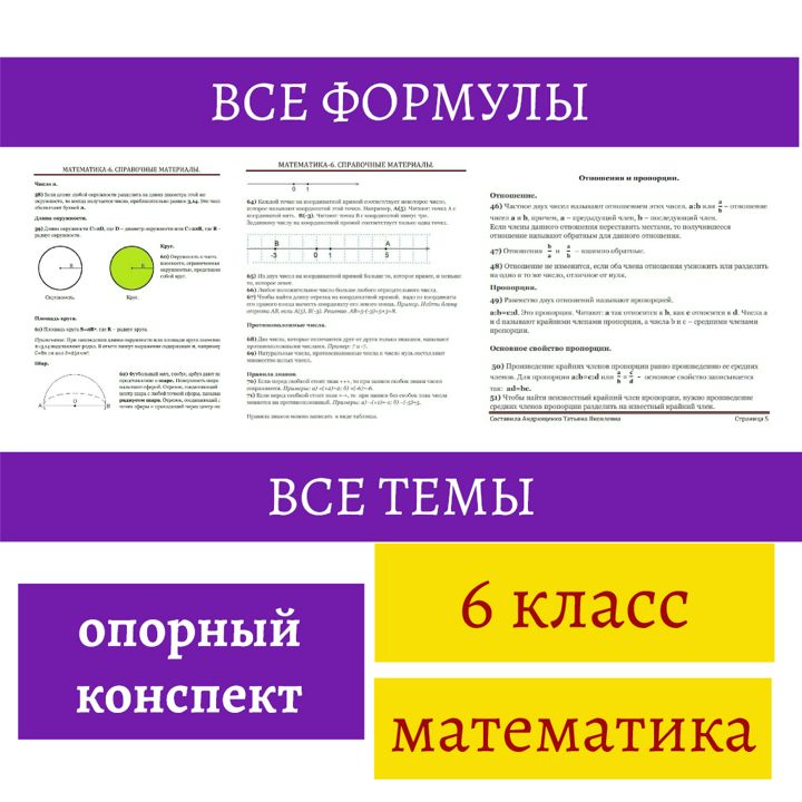 6 класс. Математика. Опорный конспект-справочник по всему курсу математики 6 класс.