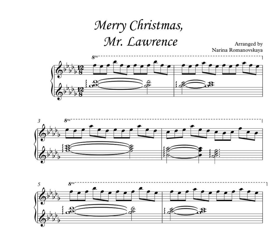 Marry Christmas, Mr Lawrence Счастливого Рождества, мистер Лоуренс. Ноты для фортепиано