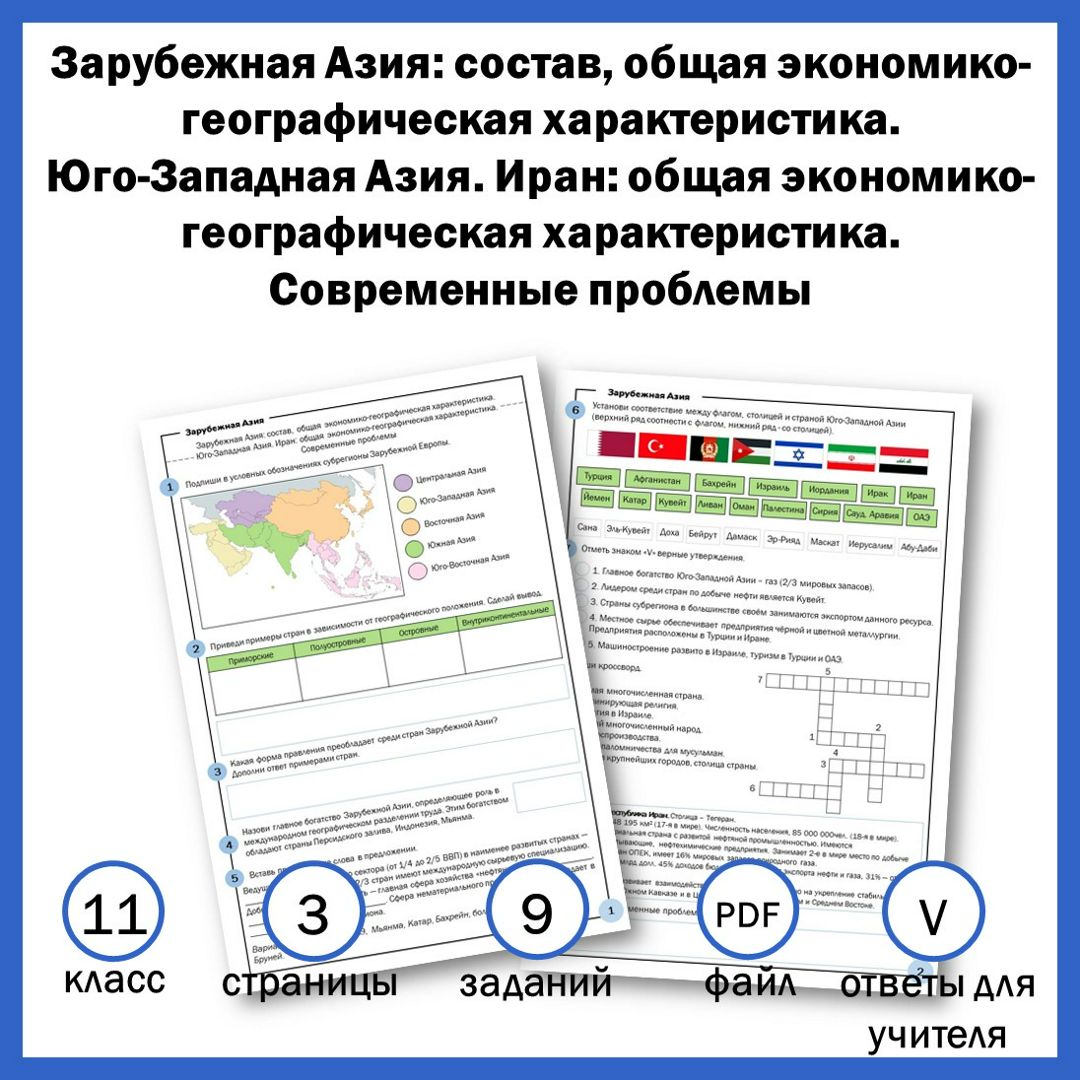 11-7. Зарубежная Азия: состав, общая экономико-географическая характеристика. Юго-Западная Азия.Иран