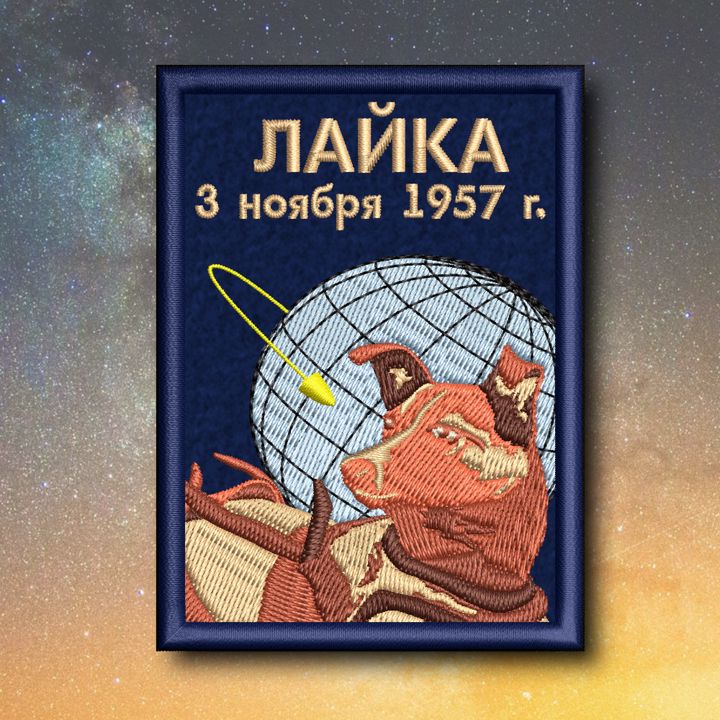 Космос №2. Лайка. Дизайн машинной вышивки.