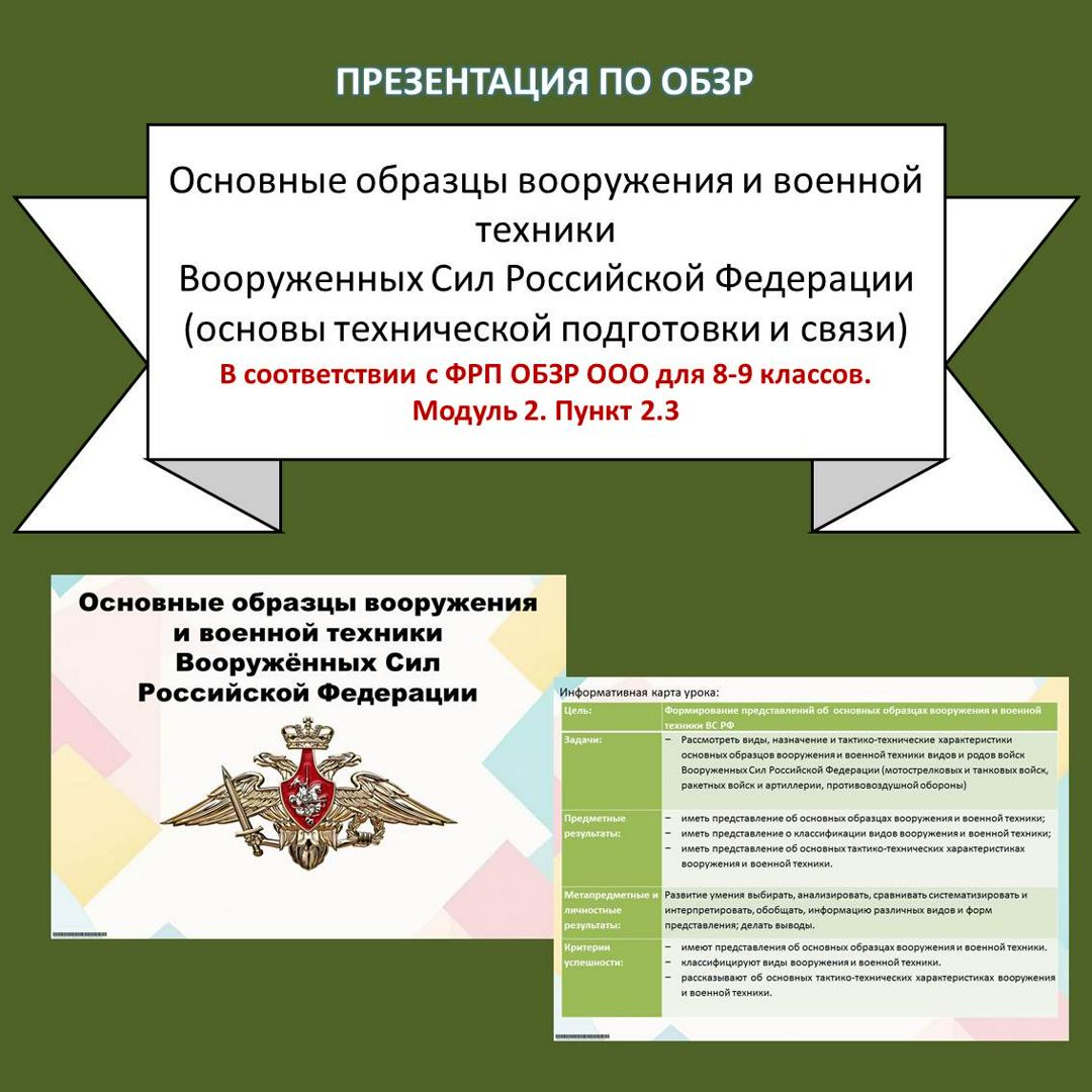 Презентация по ОБЗР "Основные образцы вооружения и военной техники ВС РФ"