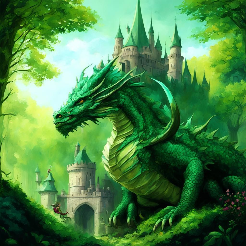 Дракон-Страж замка постер, иллюстрация, аватарка, обои на телефон