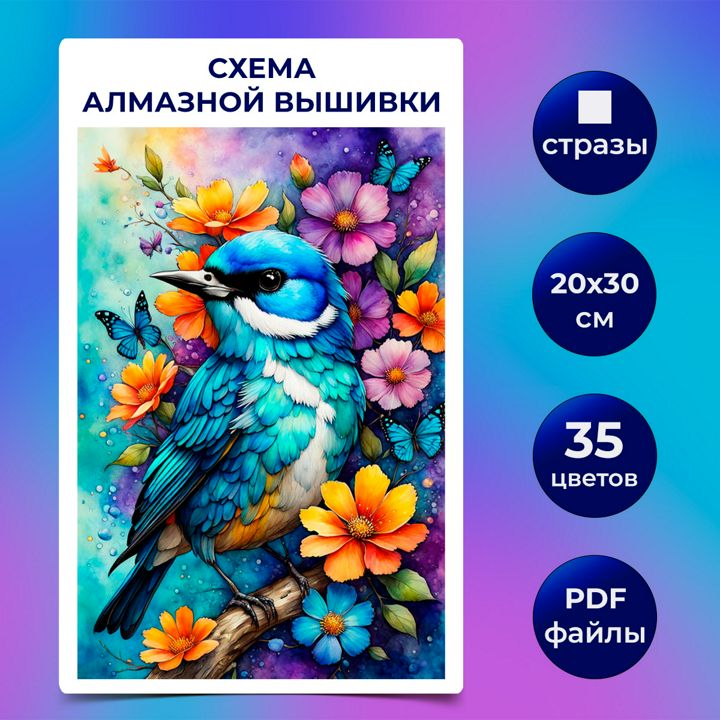 Авторская схема алмазной вышивки/мозаики (квадратные стразы) 20х30 см