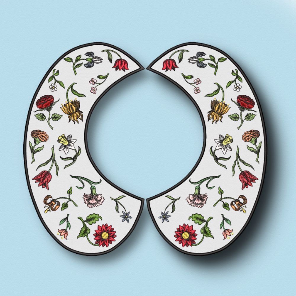 Плосколежащий воротник из двух половинок. Дизайн машинной вышивки по ...