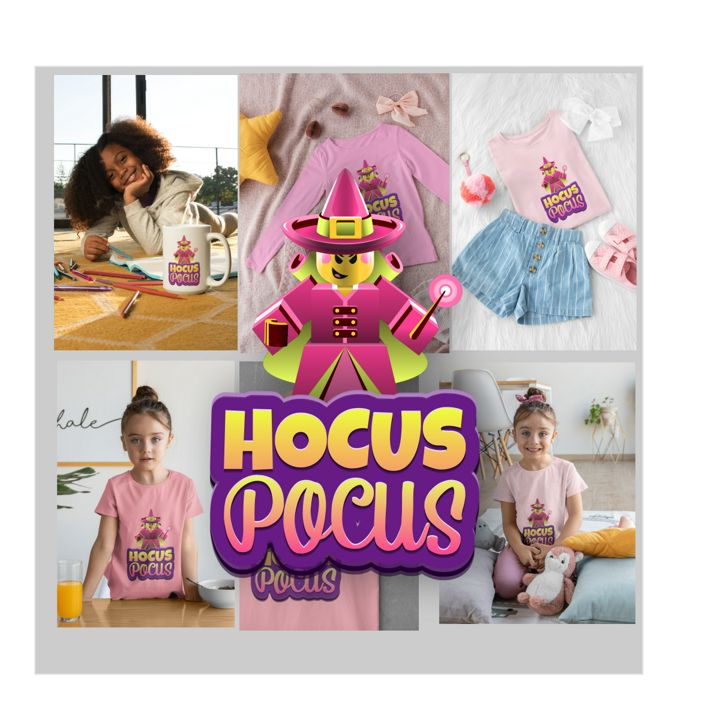 Принт Hocus Pocus для печати на футболке, кружке, чашке. 400х400px Прозрачный фон. PNG формат.