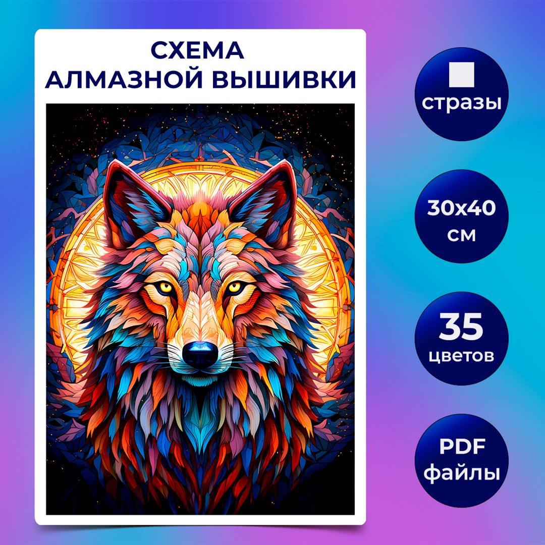 Авторская схема алмазной вышивки/мозаики (квадратные стразы) 30х40 см