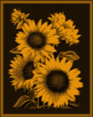"Солнечный цветок" Размер схемы 375рядов/299петель. Смешанная мозаика