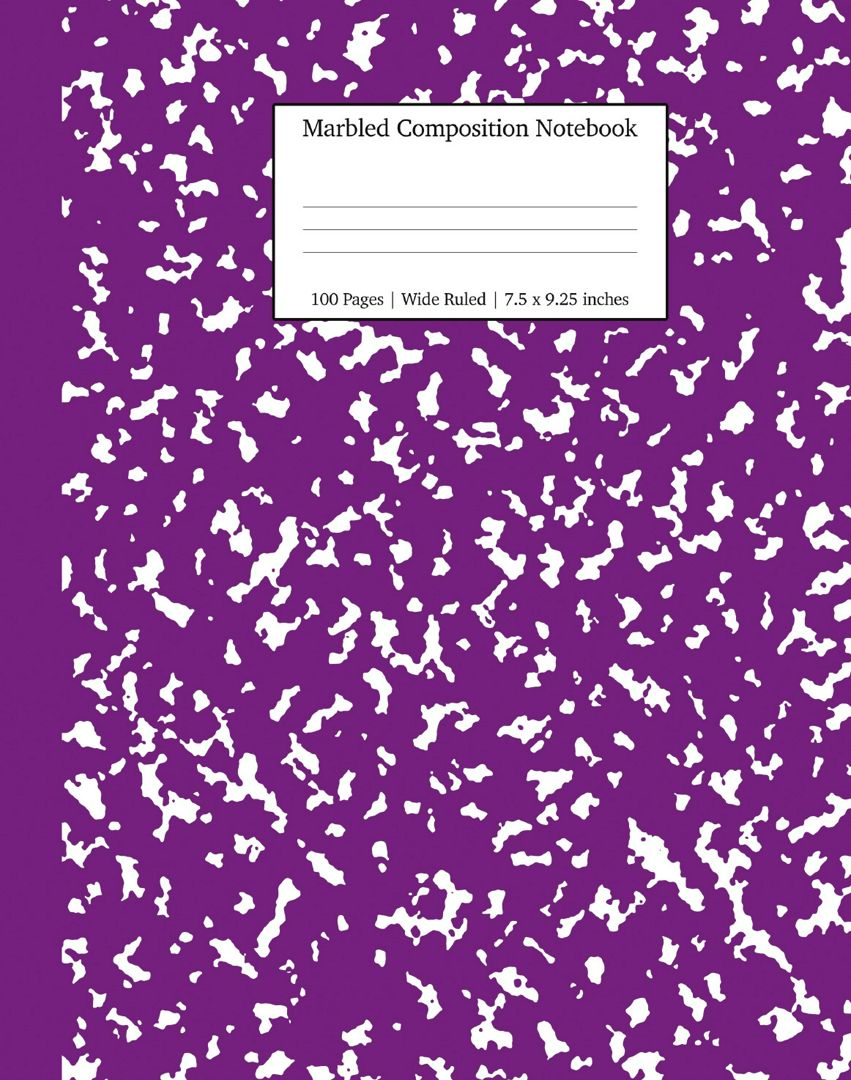 Marbled Composition Notebook. Purple Marble Wide Ruled Paper Subject Book