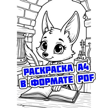 Раскраска PDF: Лисичка-писательница — волшебная иллюстрация А4 ...