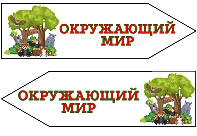 Навигационные карточки с названиями предметов для детей начальной школы