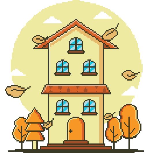 Схема вышивки крестом для начинающих Осень дом листья PDF простая детская осенняя декор дома комнаты
